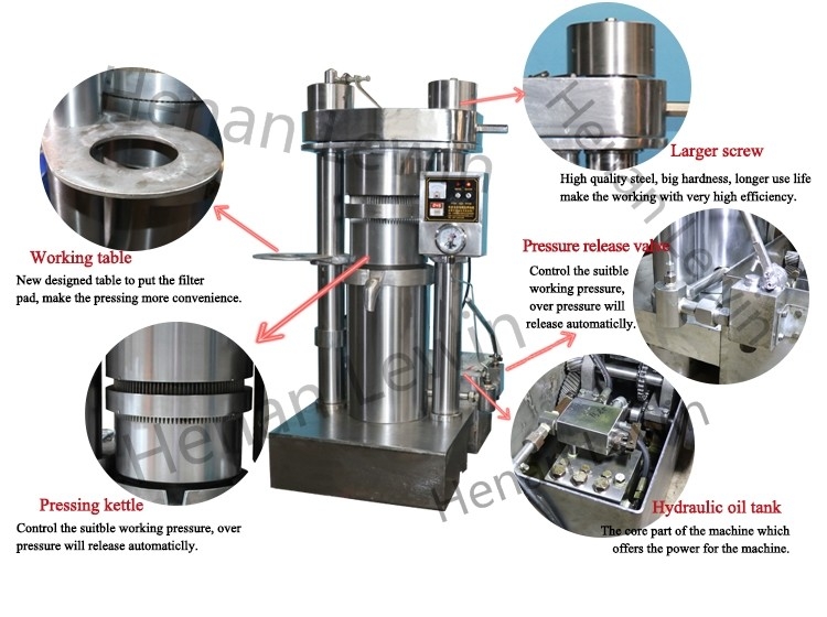 1.1KW Fácil operación Presión de aceite hidráulico Máquina para hacer aceite de sésamo de oliva 6YY-185 Equipo de procesamiento de aceite de aguacate